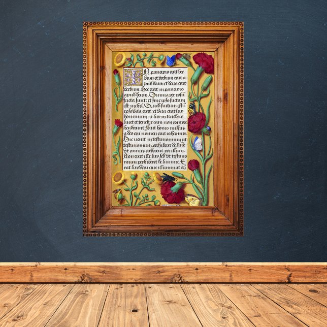 Medieval Illuminated Manuscript Gospel St John Poster (Medieval Illuminated Manuscript Gospel St John Catholic Christian Poster)