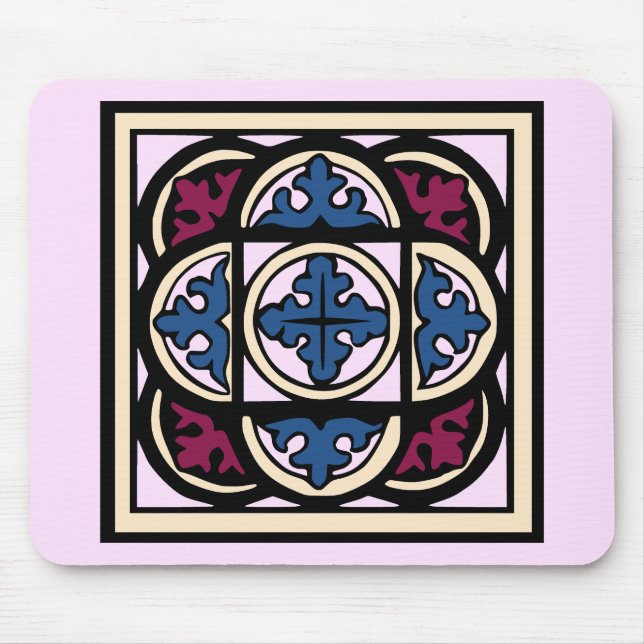 Medieval Illumination Blue Acanthus Löv i Arcs Musmatta (Framsidan)