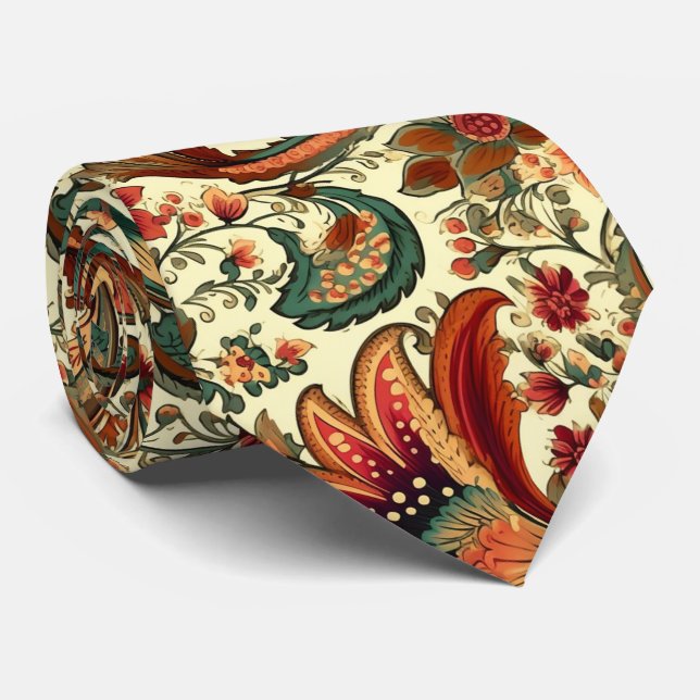 Medieval Inspired Blommigt Paisley Mönster Slips (Rullad)