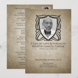 Medieval‑Inspired Shield 5 Photo Collage Memorial Inbjudningar