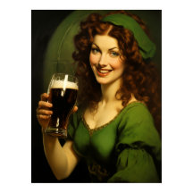Medieval Irish Maiden Drinking Beer Fantasy