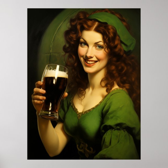 Medieval Irish Maiden Drinking Beer Fantasy Poster (Framsidan)