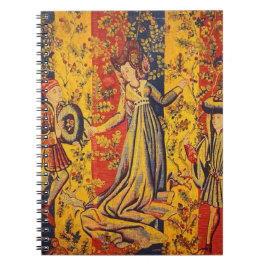 Medieval italiensk röd blå Gult Chinoiserie Anteckningsbok