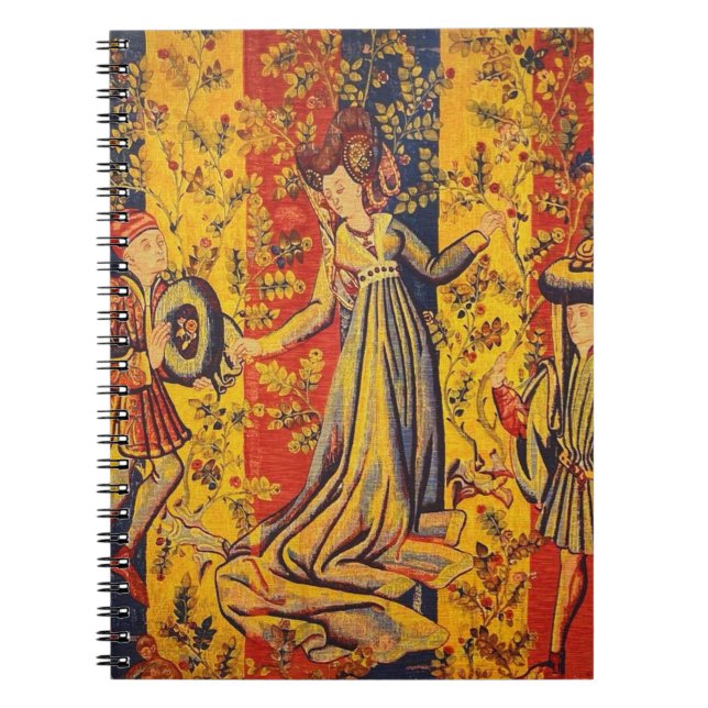 Medieval italiensk röd blå Gult Chinoiserie Anteckningsbok (Framsidan)
