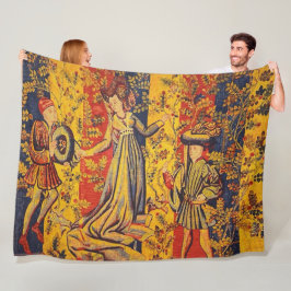 Medieval italiensk röd blå Gult Chinoiserie Fleecefilt