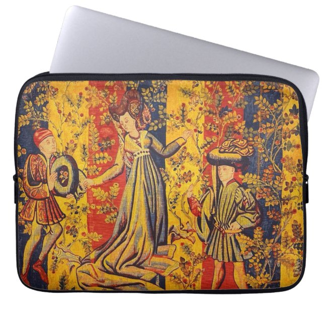 Medieval italiensk röd blå Gult Chinoiserie Laptop Fodral (Framsidan)