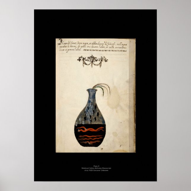 Medieval Italienska Alchemy Poster Plate 6 (Framsidan)