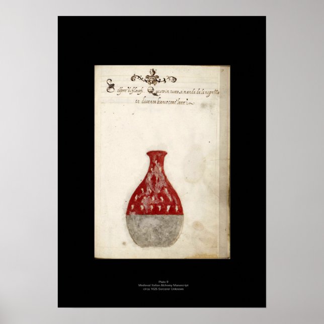 Medieval Italienska Alchemy Poster Plate 9 (Framsidan)