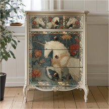 Medieval Jade Blommigt William Morris Stil Unicorn