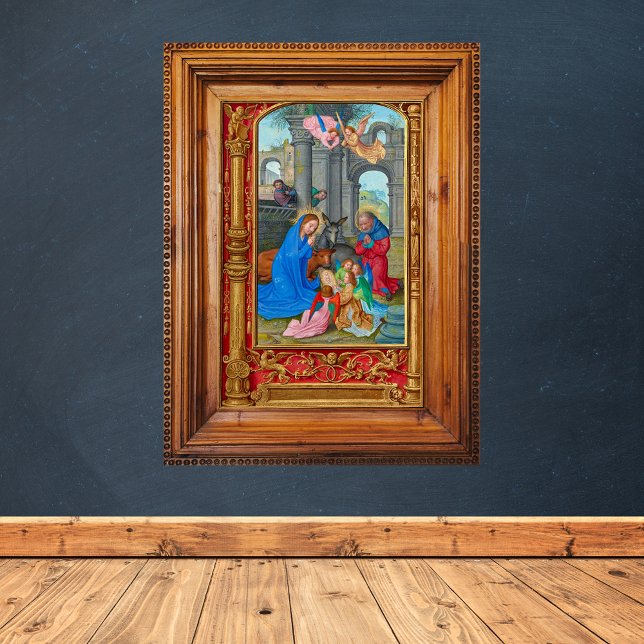 Medieval katolsk kristen jultomhet poster (Vintage Medieval Traditional Religious Christian Catholic Christmas Nativity Scene poster)