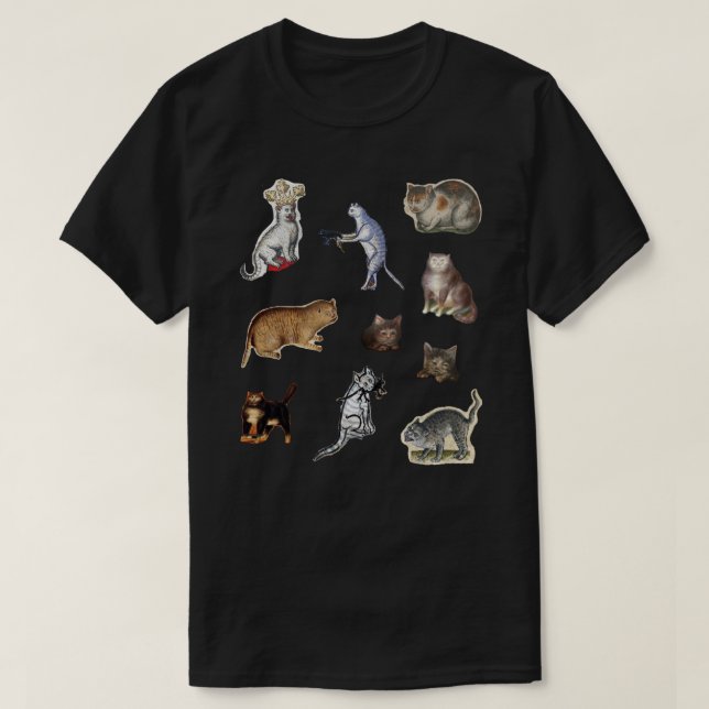 Medieval kattset Sticker T Shirt (Design framsida)