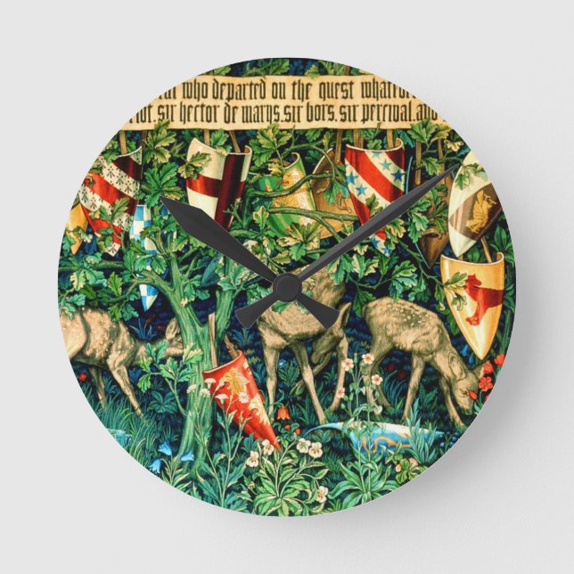 Medieval King Arthur William Morris Rund Klocka (Framsida)