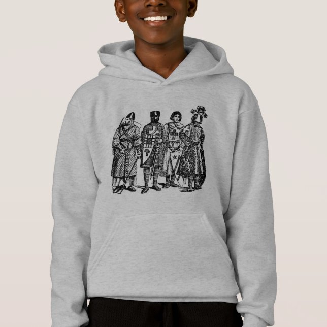 Medieval Knight Barn Hooded SweatShirt T Shirt (Framsida)