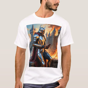 Medieval Knight Castle Fire Funny Fantasy Art Tee
