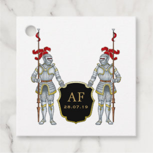 Medieval Knight Castle Monogram Gåvor Etiketter