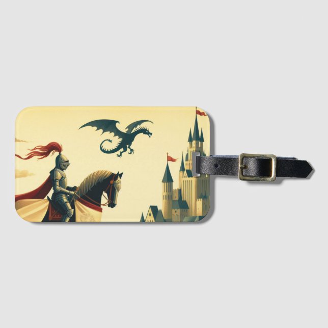 Medieval Knight/drake/castle fantsy Bagagebricka (Framsida horisontal)