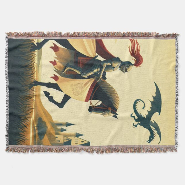 Medieval Knight/drake/castle fantsy Filt (Framsidan)