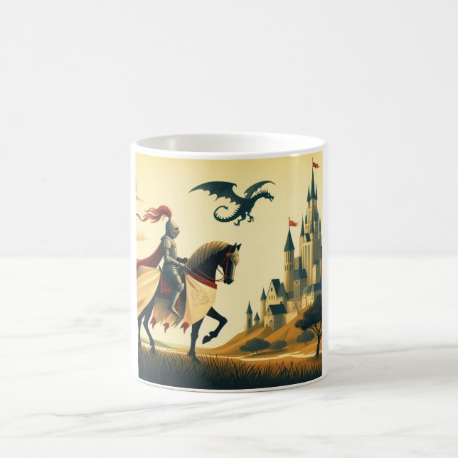Medieval Knight/drake/castle fantsy Kaffemugg (Center)