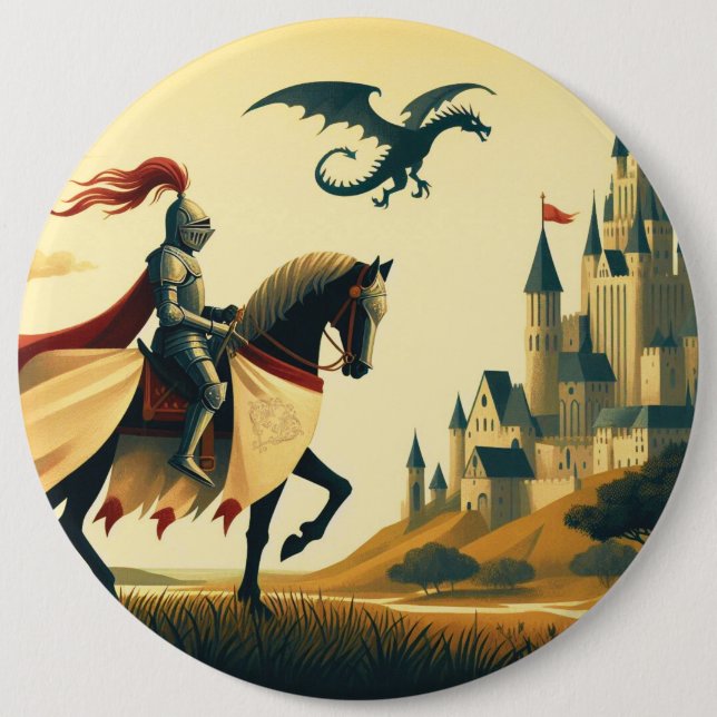 Medieval Knight/drake/castle fantsy Knapp (Framsida)