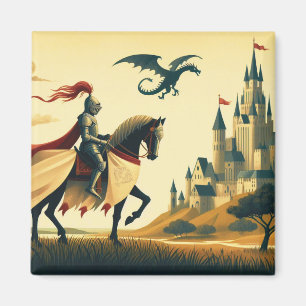 Medieval Knight/drake/castle fantsy Magnet