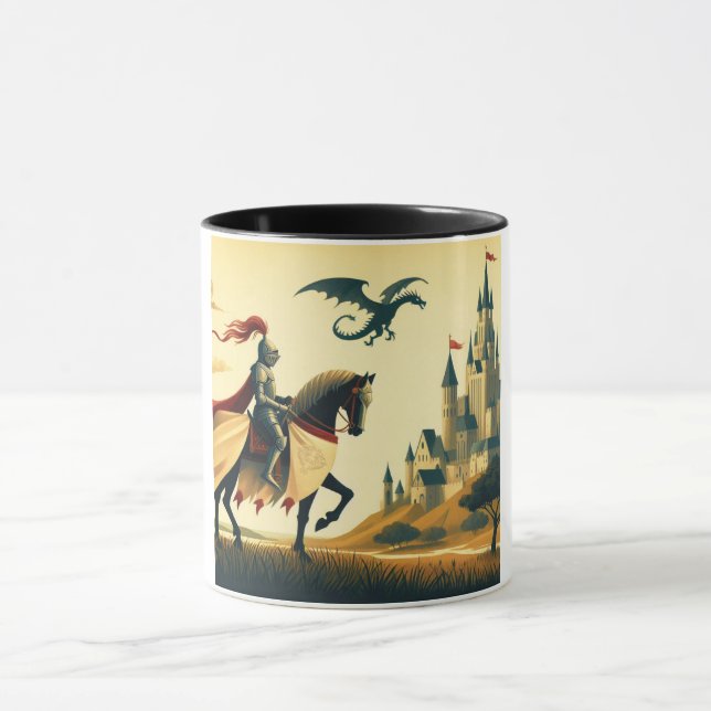 Medieval Knight/drake/castle fantsy Mugg (Center)