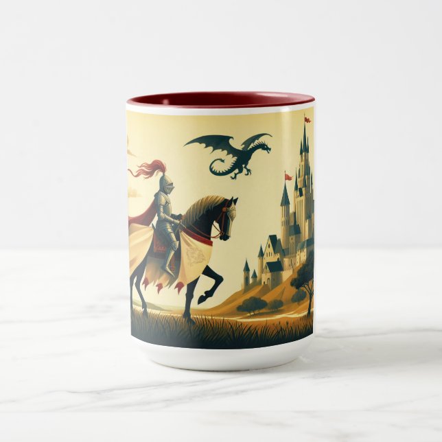 Medieval Knight/drake/castle fantsy Mugg (Center)
