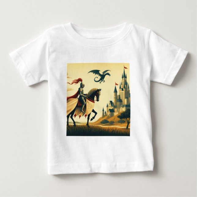Medieval Knight/drake/castle fantsy T Shirt (Framsida)