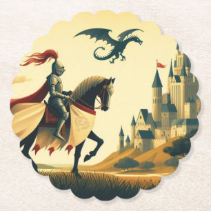 Medieval Knight/drake/castle fantsy Underlägg Papper