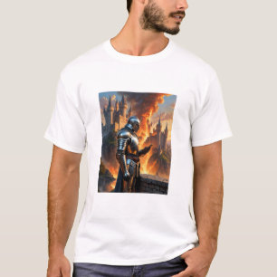Medieval Knight Funny Castle Fire Fantasy Art Tee