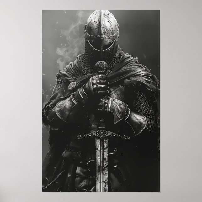 Medieval Knight Holding Sword Poster (Framsidan)