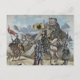 Medieval Knight Horses Lejon Castle Party Destiny Vykort