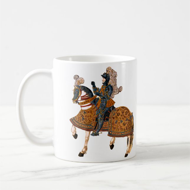 Medieval Knight i Armor på häst Kaffemugg (Vänster)