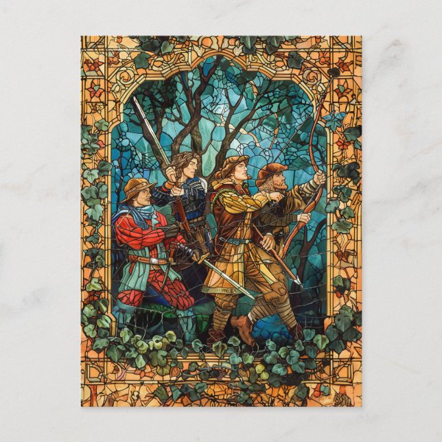 Medieval Knight i Enchanted Forest Vykort (Framsida)