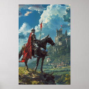 Medieval Knight Inställning av på en resa Poster