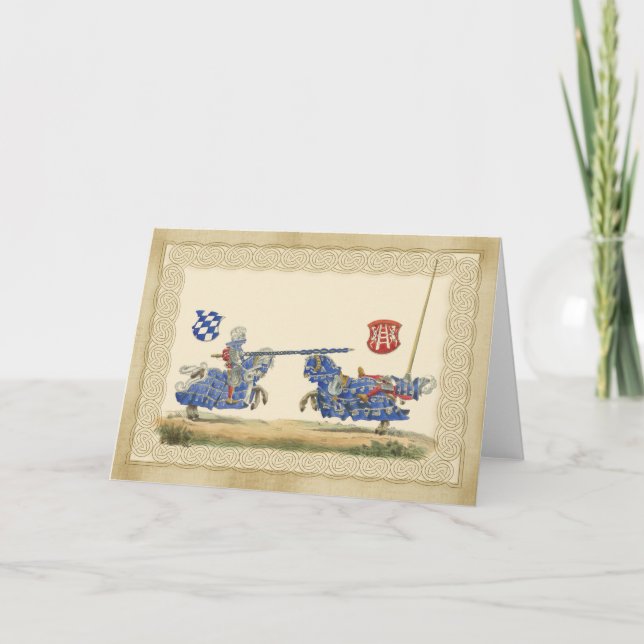 Medieval Knight Jousting i fullt baring and armo Kort (Framsida)