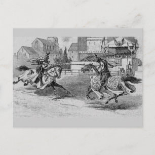 Medieval Knight Jousting Postcard Vykort