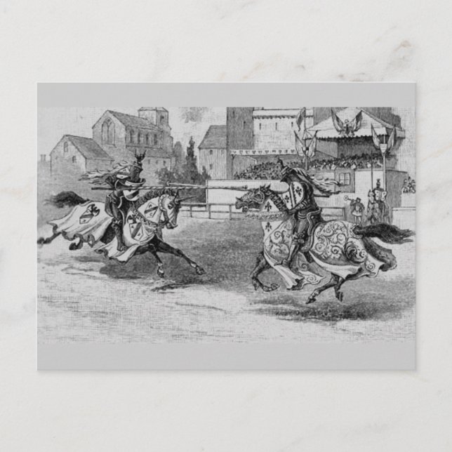 Medieval Knight Jousting Postcard Vykort (Framsida)