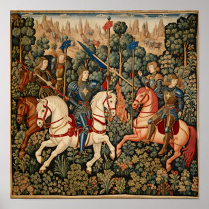 Medieval Knight Jousting Poster