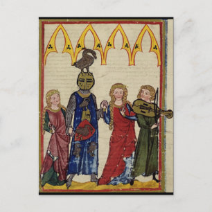 Medieval Knight med goose på huvudet Vykort