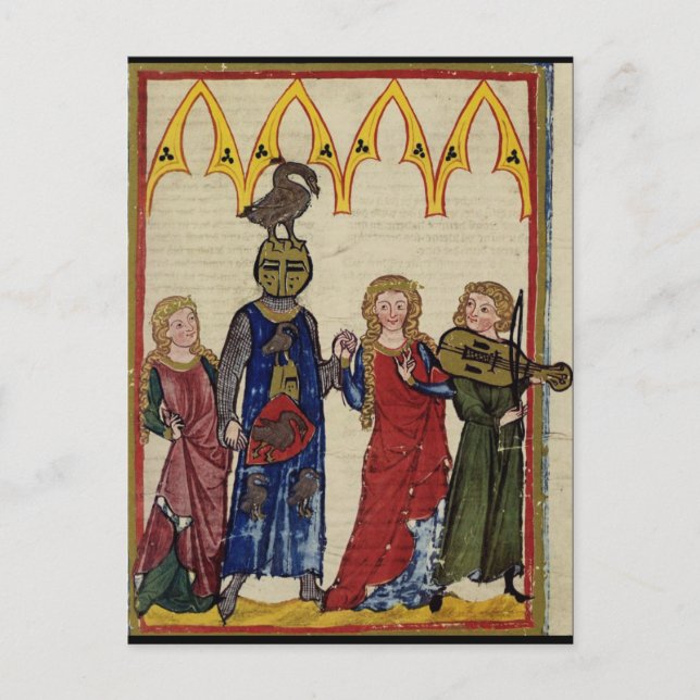 Medieval Knight med goose på huvudet Vykort (Framsida)