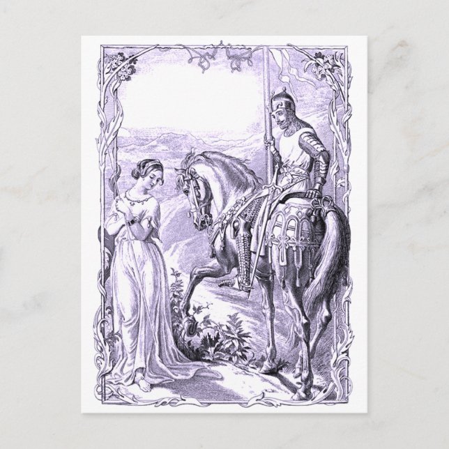 Medieval Knight och Dam Vykort (Framsida)
