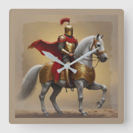 Medieval Knight och Horse Fyrkantig Klocka