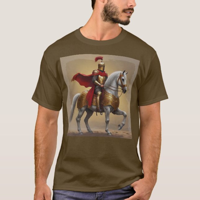Medieval Knight och Horse T Shirt (Framsida)