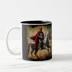 Medieval Knight på Horseback Två-Tonad Mugg