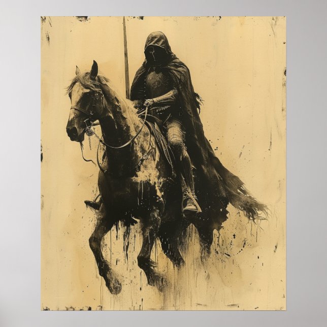 Medieval Knight Riding Horse Poster (Framsidan)
