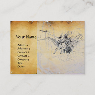 MEDIEVAL KNIGHT RIDING ON PEGASUS PARchMENT Visitkort