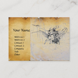MEDIEVAL KNIGHT RIDING ON PEGASUS PARchMENT Visitkort