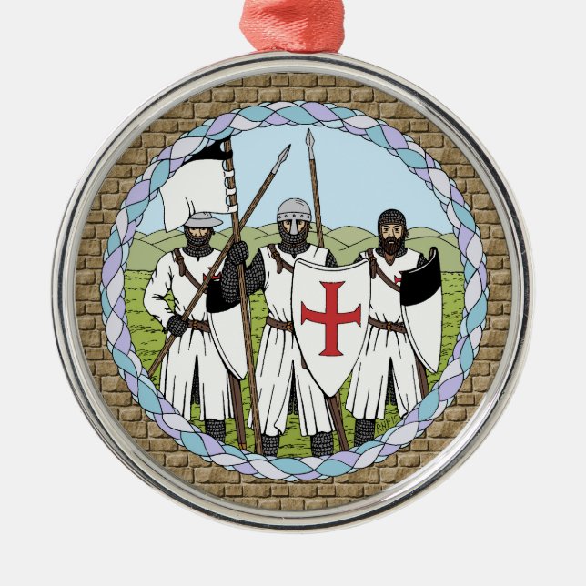 Medieval Knight Templar Julgransprydnad Metall (Framsidan)