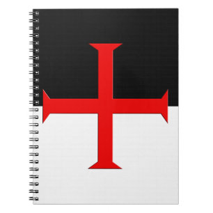Medieval Knight Templar Kor Flagga Anteckningsbok Med Spiral