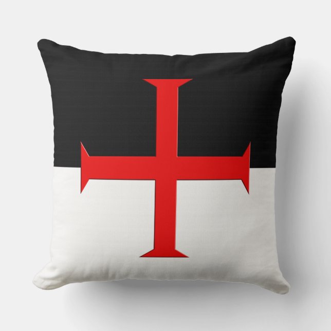Medieval Knight Templar Kor Flagga Kudde (Framsida)